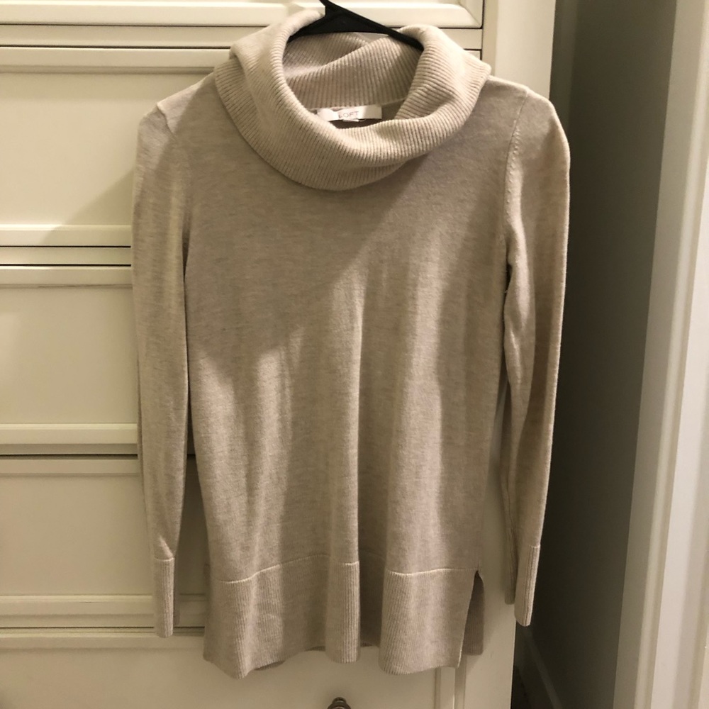 Loft taupe cowl neck sweater size xs
